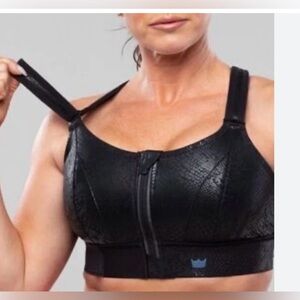 SHEFIT Black Front-Zip High Support Sports Bra